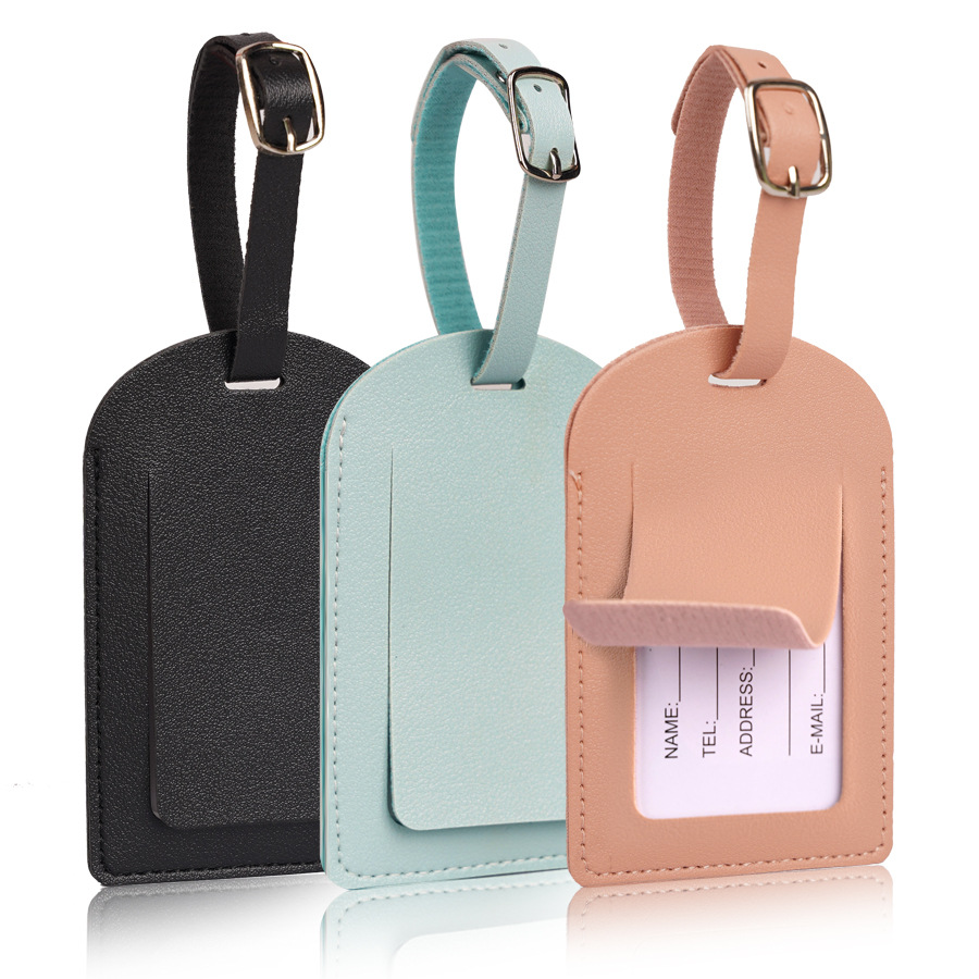 Women Men Luggage Tags PU Leat - Men Accessories Name 评论和价格