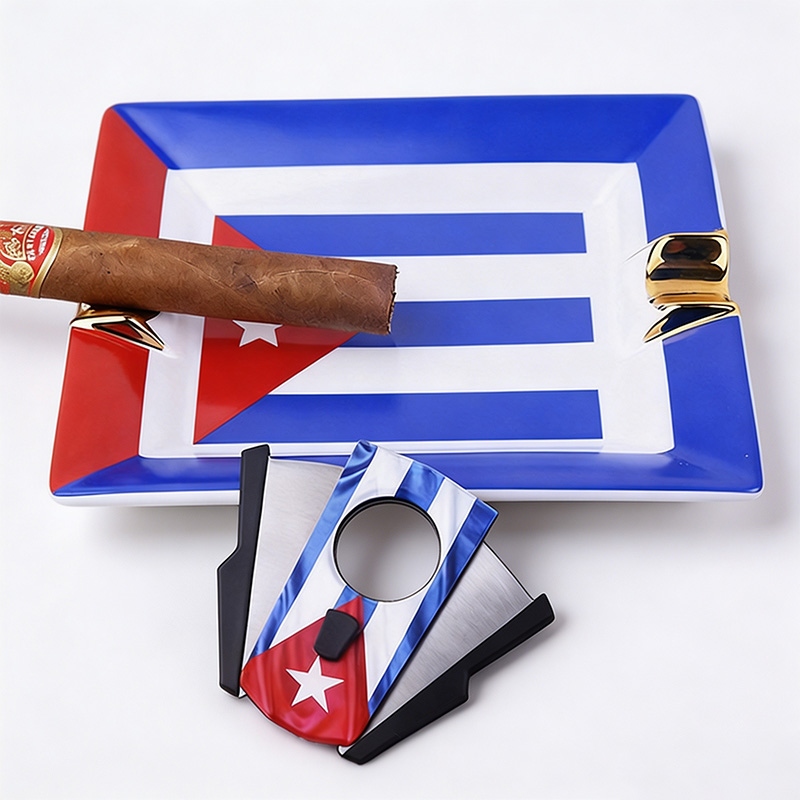 Cigar Set with Cuban Flag, Sta - Cigar Cutter Set 评论和价格