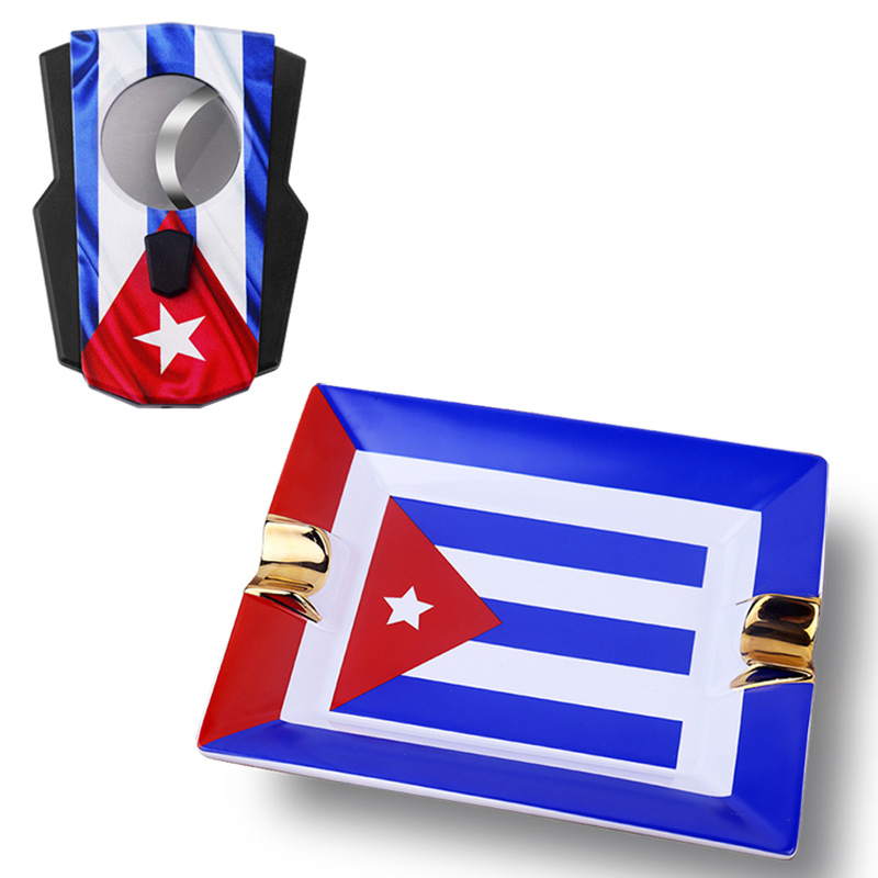 Cigar Set with Cuban Flag, Sta - Cigar Cutter Set 评论和价格