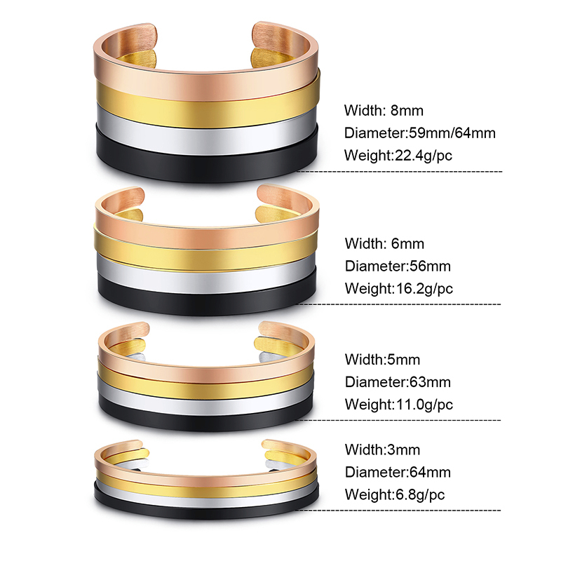 4MM To 8MM Free Engraving Cuff - Men Accessories Name 评论和价格