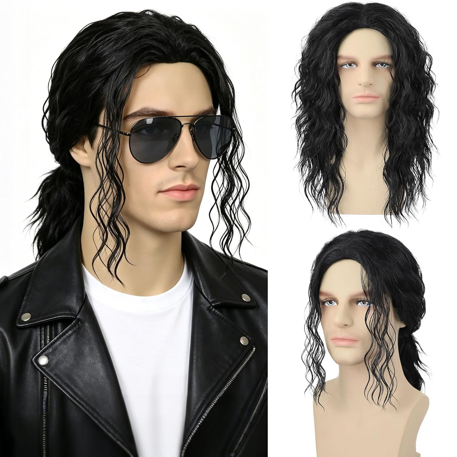 Mens Black Curly Wig for Costu - Men'S Accessories In The 80S 评论和价格